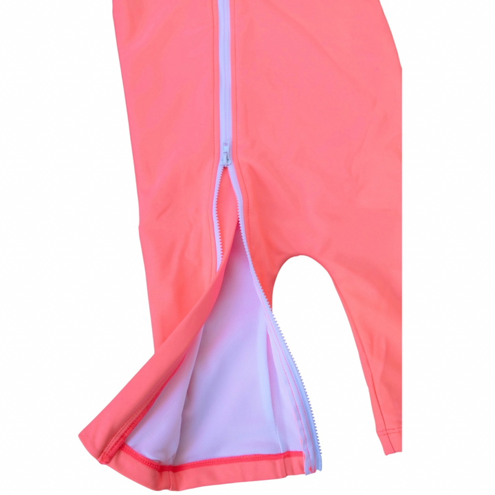 UPF 50+ Swim Romper Neon Coral