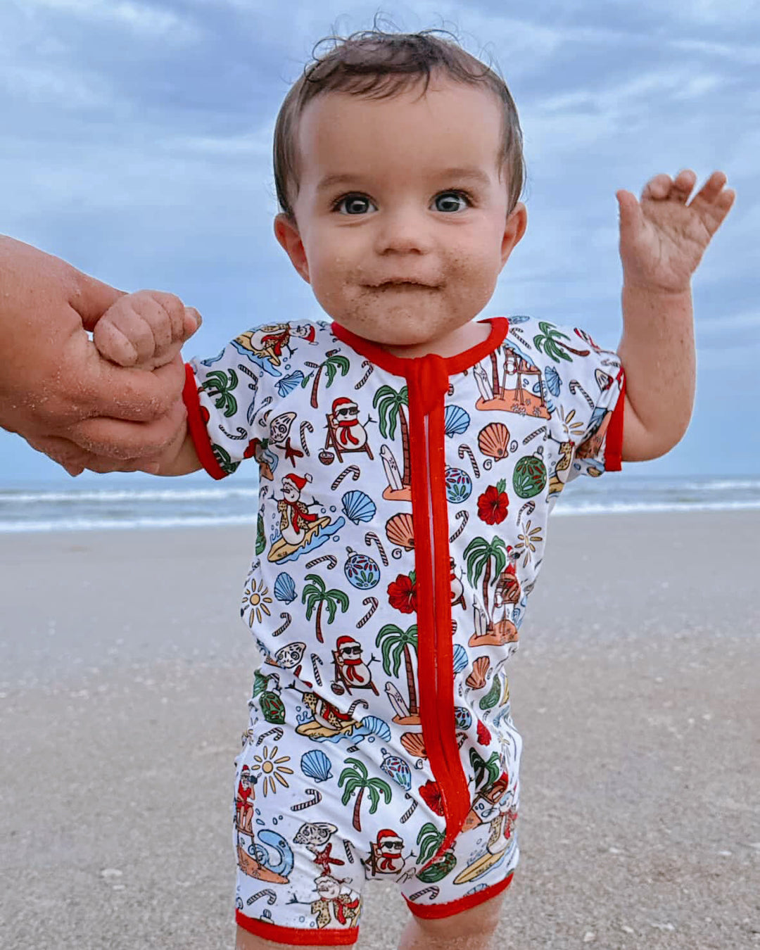 Jolly Waves Coastal Christmas Baby Shortie Pajamas