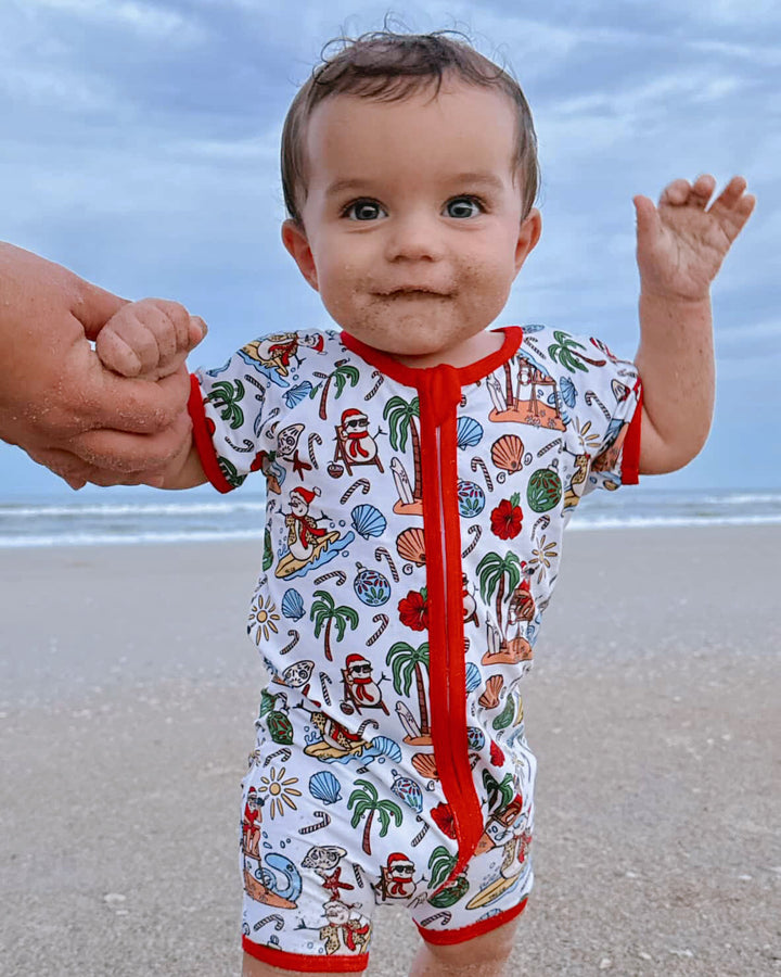 Jolly Waves Coastal Christmas Baby Shortie Pajamas