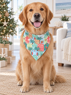 Blue Beach Huts Bamboo Dog Bandana