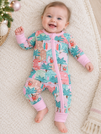 Pink Beach Huts Baby Zippy Pajamas
