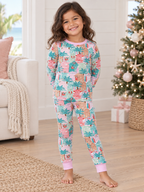 Pink Beach Huts Kids Pajama Set
