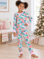 Pink Beach Huts Kids Unisex Jogger Pajama Set