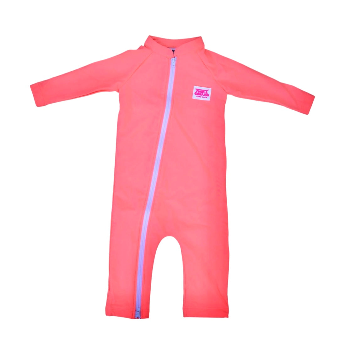 UPF 50+ Swim Romper Neon Coral