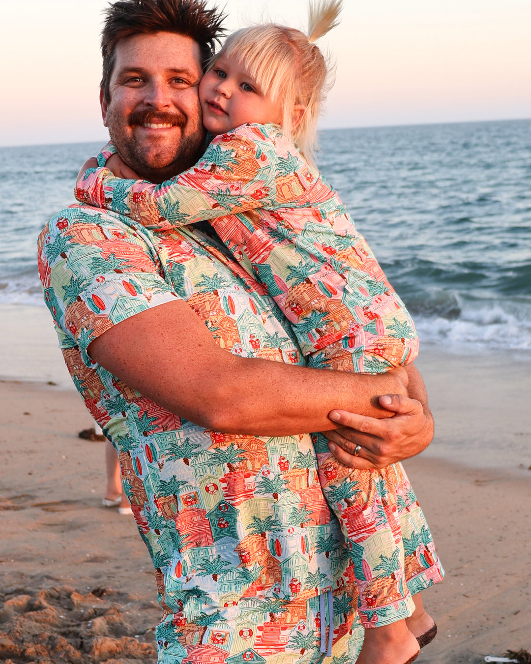 Blue Beach Huts Coastal Christmas Men’s Short Pajama Set