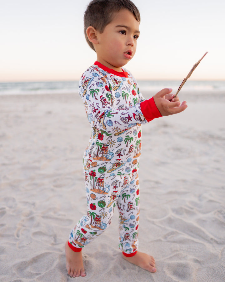 Jolly Waves Coastal Christmas Kids Pajama Set