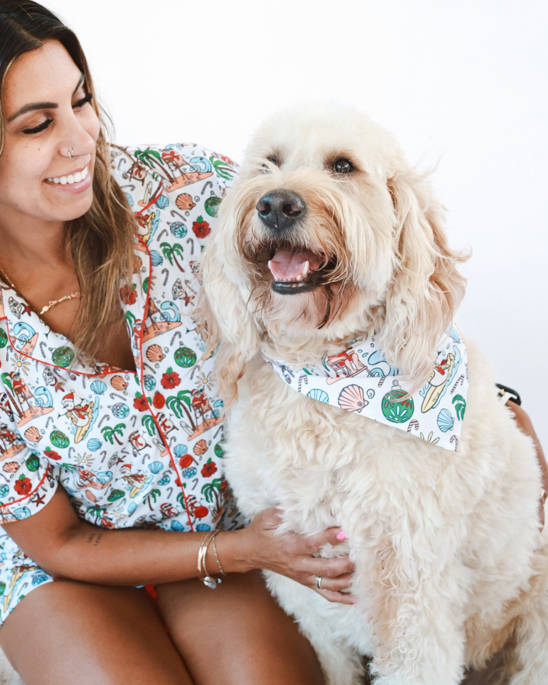 Jolly Waves Coastal Christmas Bamboo Dog Bandana