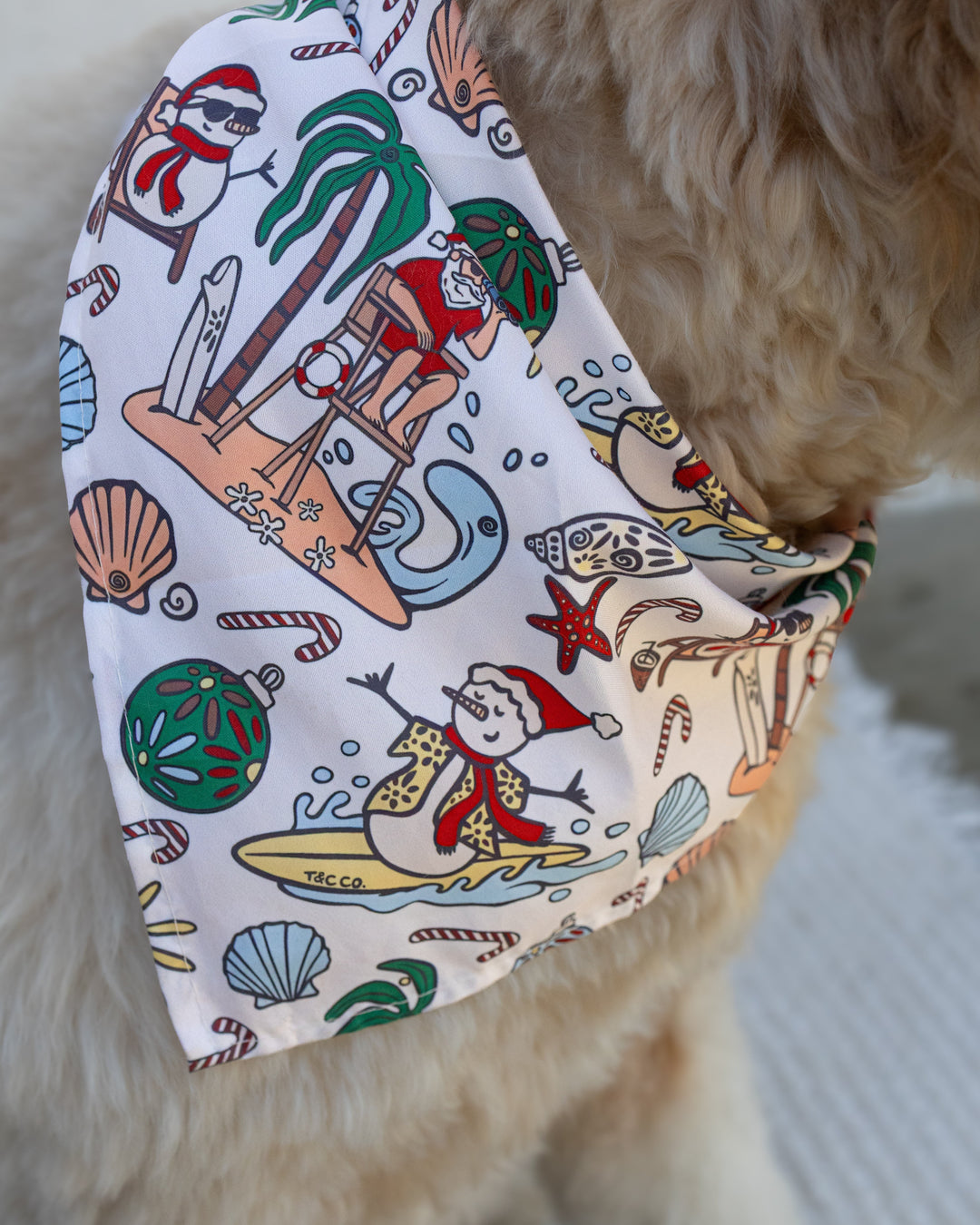 Jolly Waves Coastal Christmas Bamboo Dog Bandana
