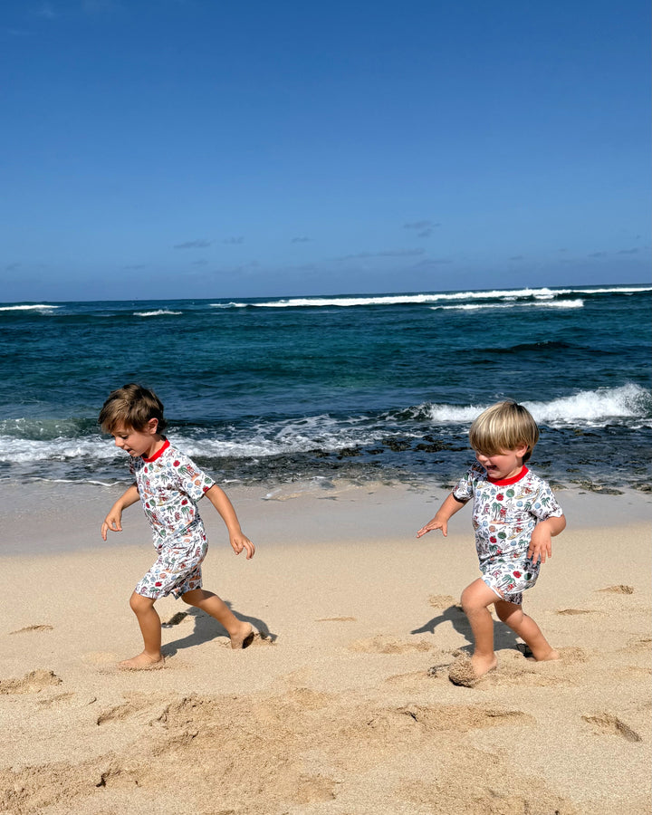 Jolly Waves Coastal Christmas Boys Short Pajama Set