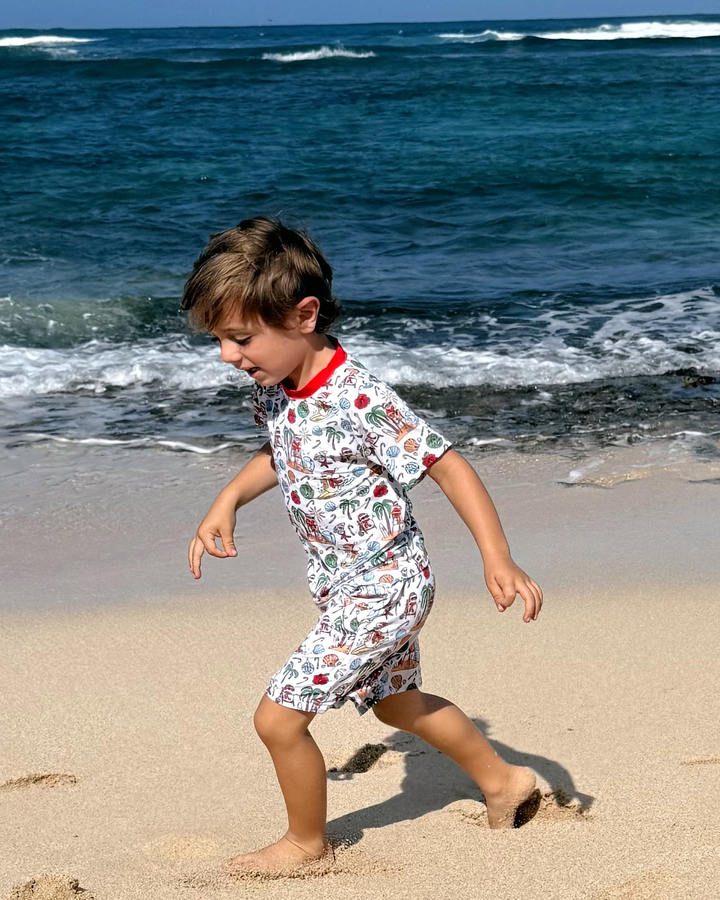 Jolly Waves Coastal Christmas Boys Short Pajama Set