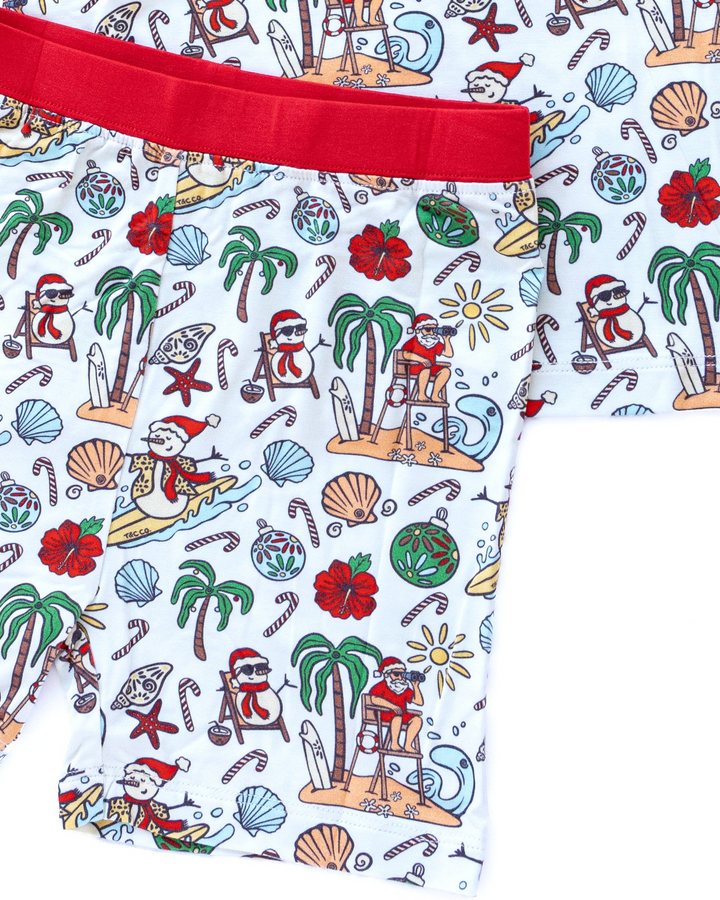 Jolly Waves Coastal Christmas Kids Short Pajama Set