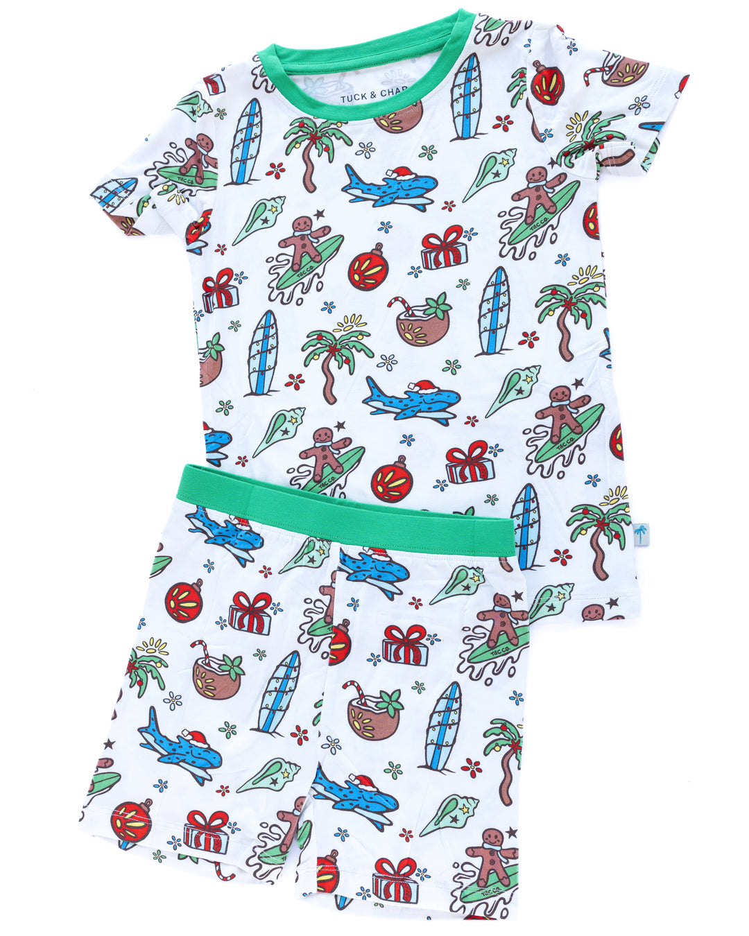 Merry Reef Coastal Christmas Kids Short Pajama Set