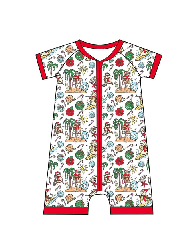 Jolly Waves Coastal Christmas Baby Shortie Pajamas