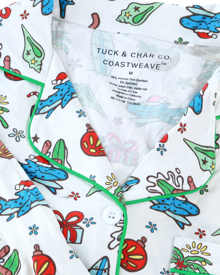 Merry Reef Coastal Christmas Women’s Button-Up Short Pajama Set