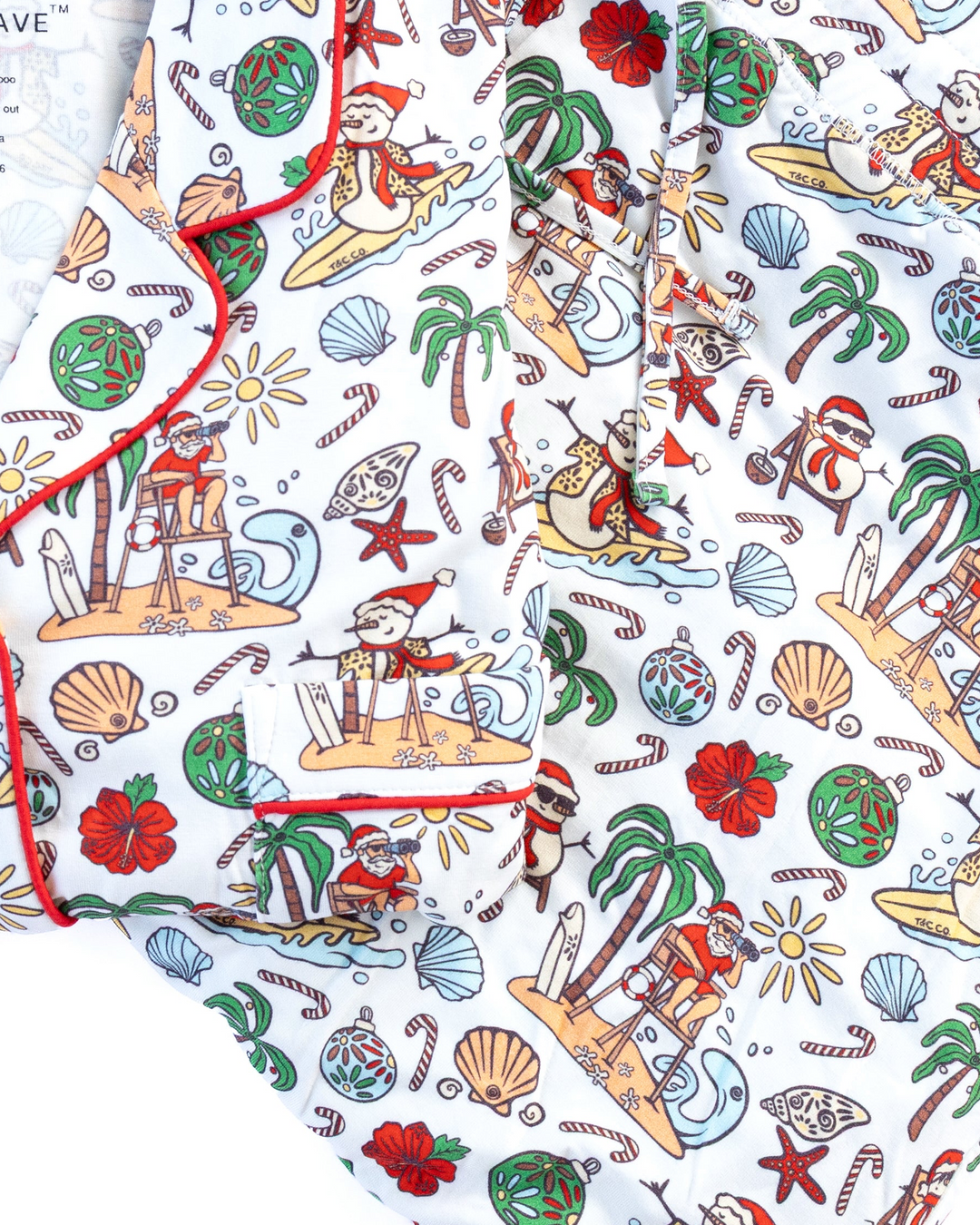 Jolly Waves Coastal Christmas Adult Unisex Button-Down Pajama Set