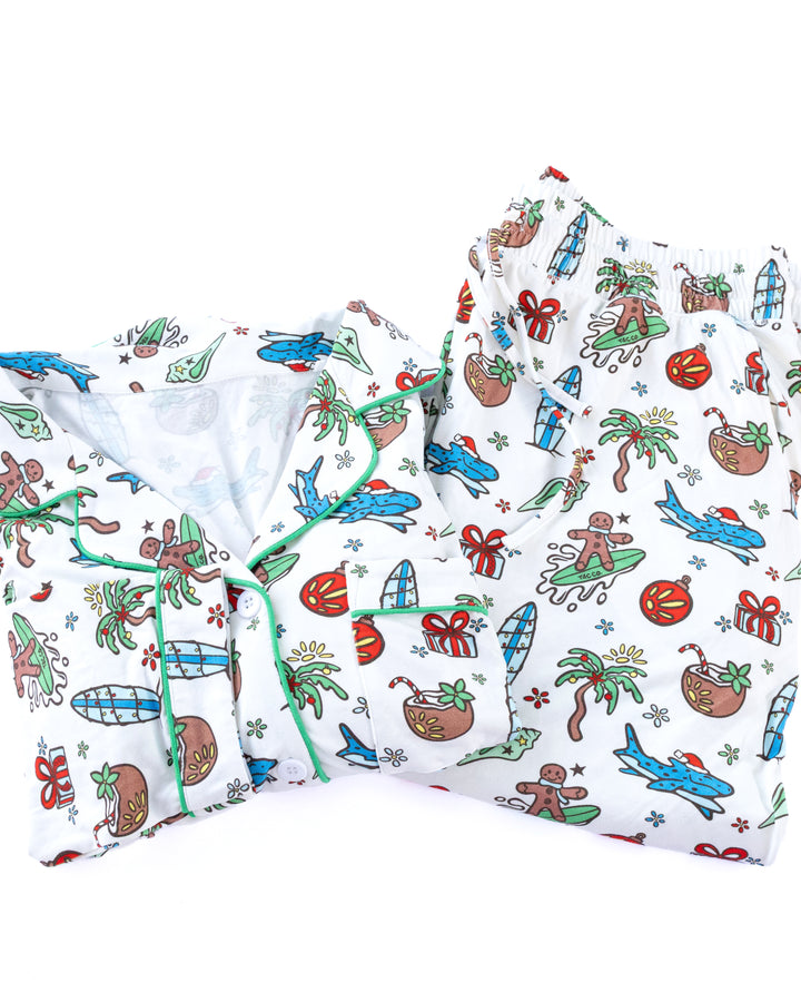 Merry Reef Coastal Christmas Adult Unisex Button-Down Pajama Set