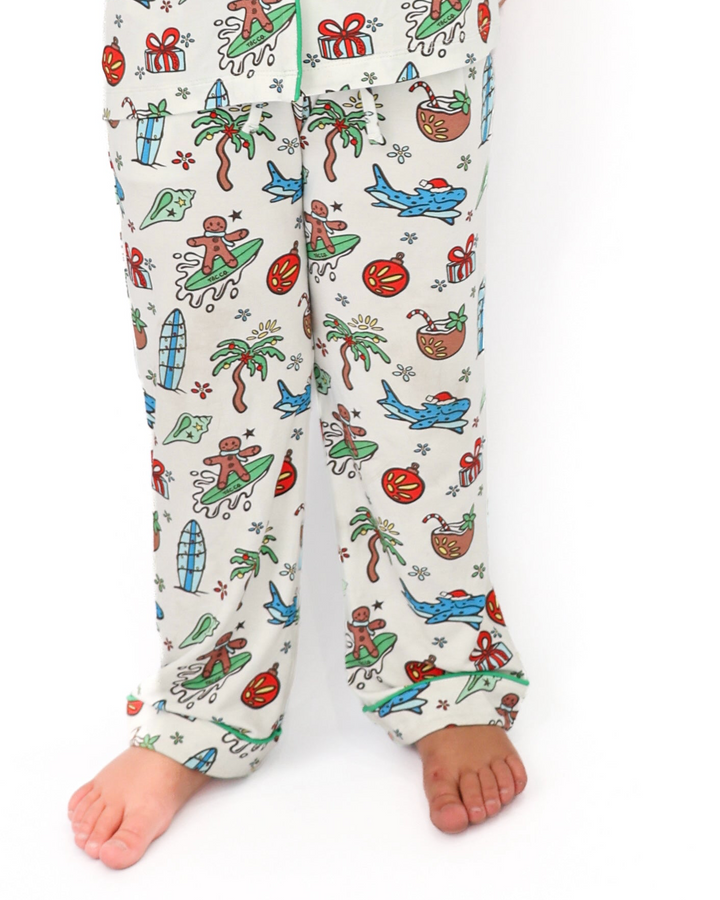 Merry Reef Coastal Christmas Kids Unisex Button Down Pajama Set