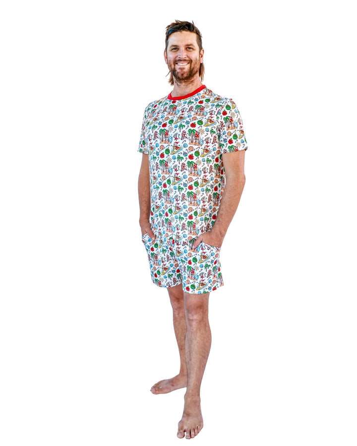 Jolly Waves Coastal Christmas Men’s Short Pajama Set