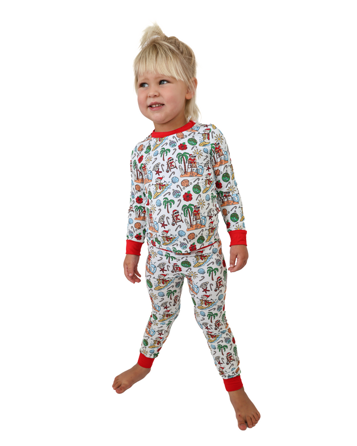 Jolly Waves Coastal Christmas Kids Pajama Set