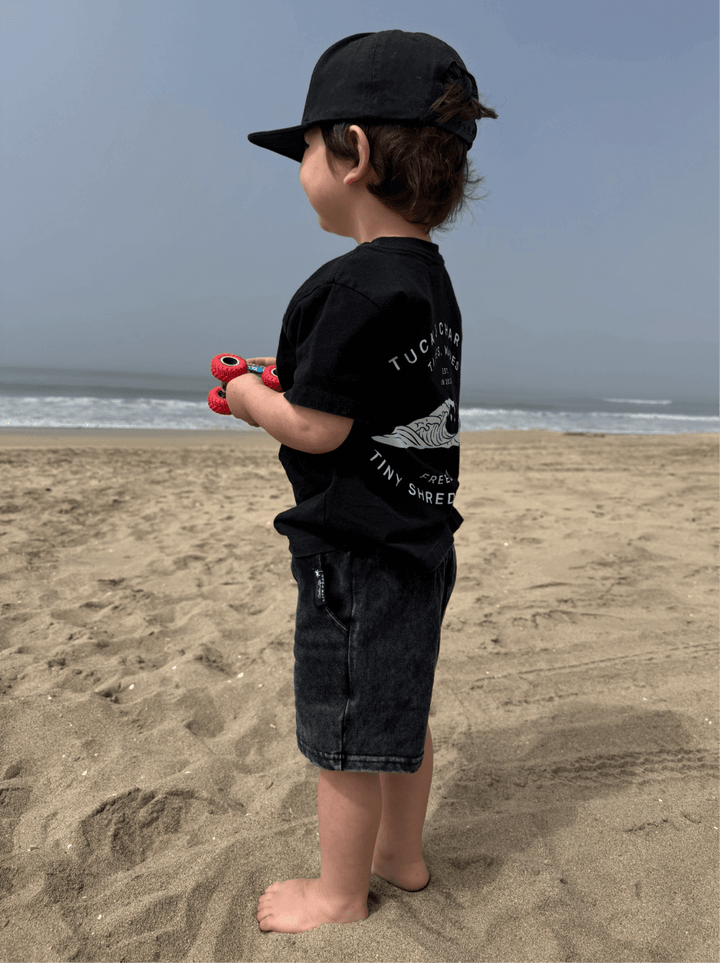 Acid Washed Black Shorts - Tuck &amp; Char Co.