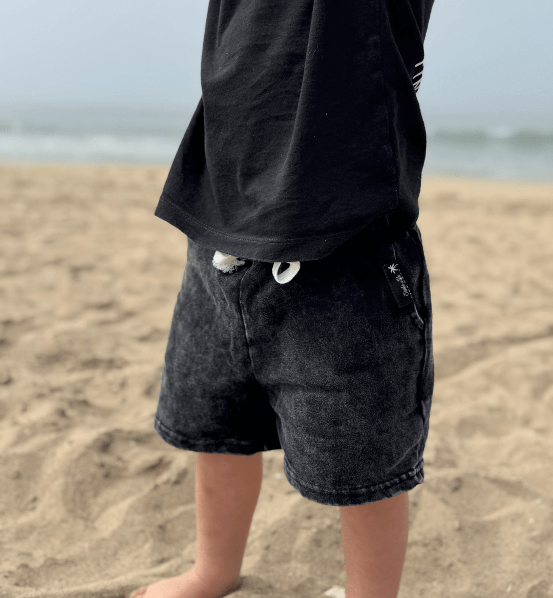 Acid Washed Black Shorts - Tuck &amp; Char Co.