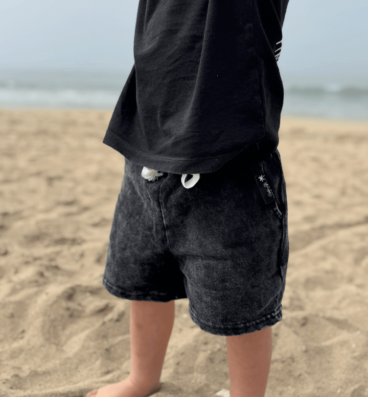 Acid Washed Black Shorts - Tuck &amp; Char Co.
