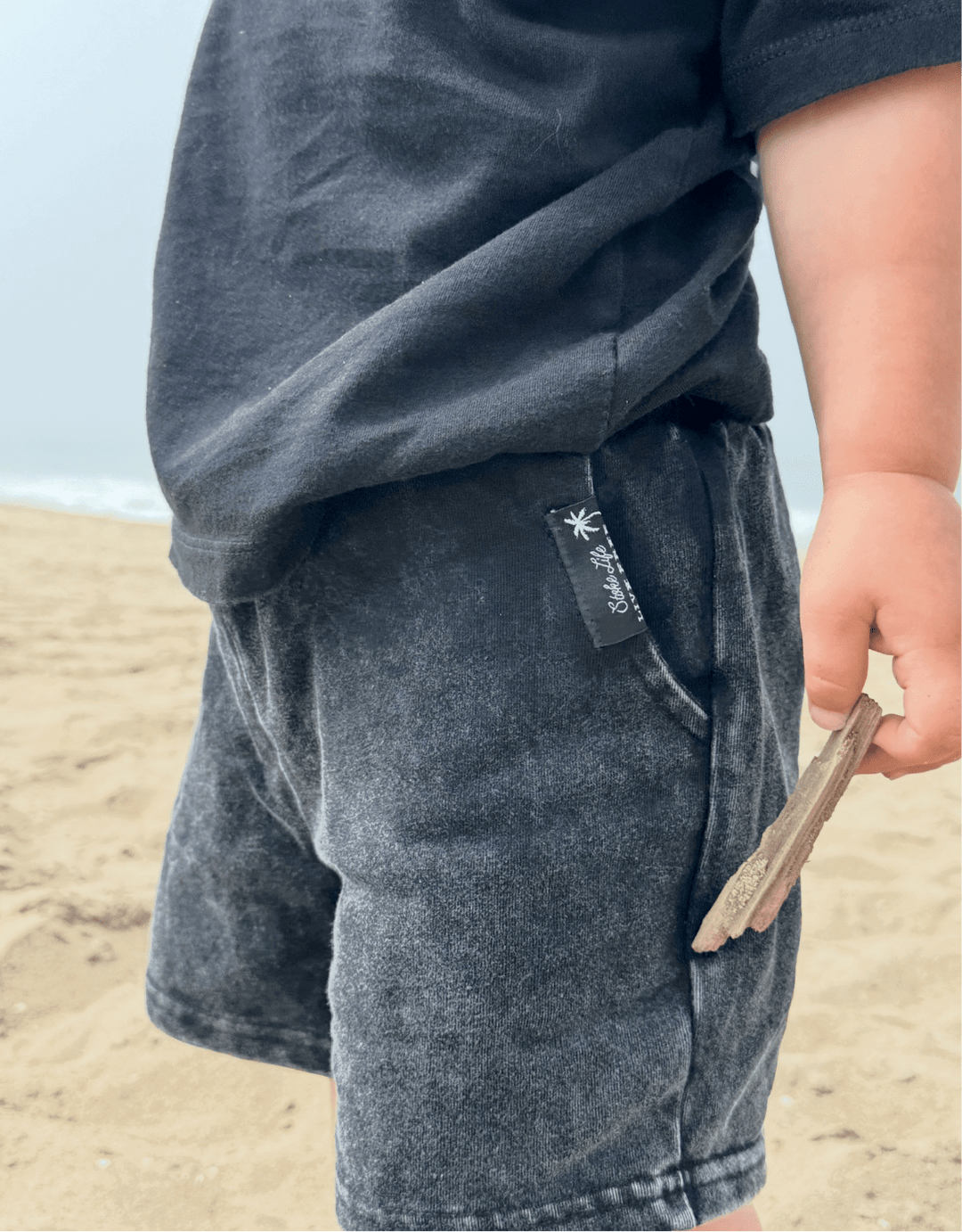 Acid Washed Black Shorts - Tuck & Char Co.