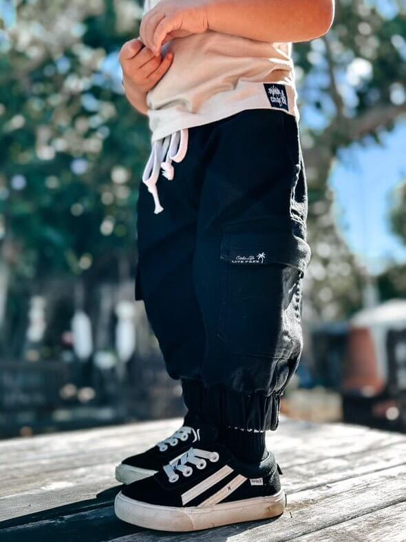 Black Cargo Jogger Pants - Tuck &amp; Char Co.