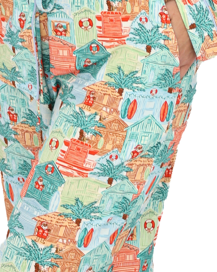 Blue Beach Huts Adult Unisex Button-Down Pajama Set - Tuck &amp; Char Co.