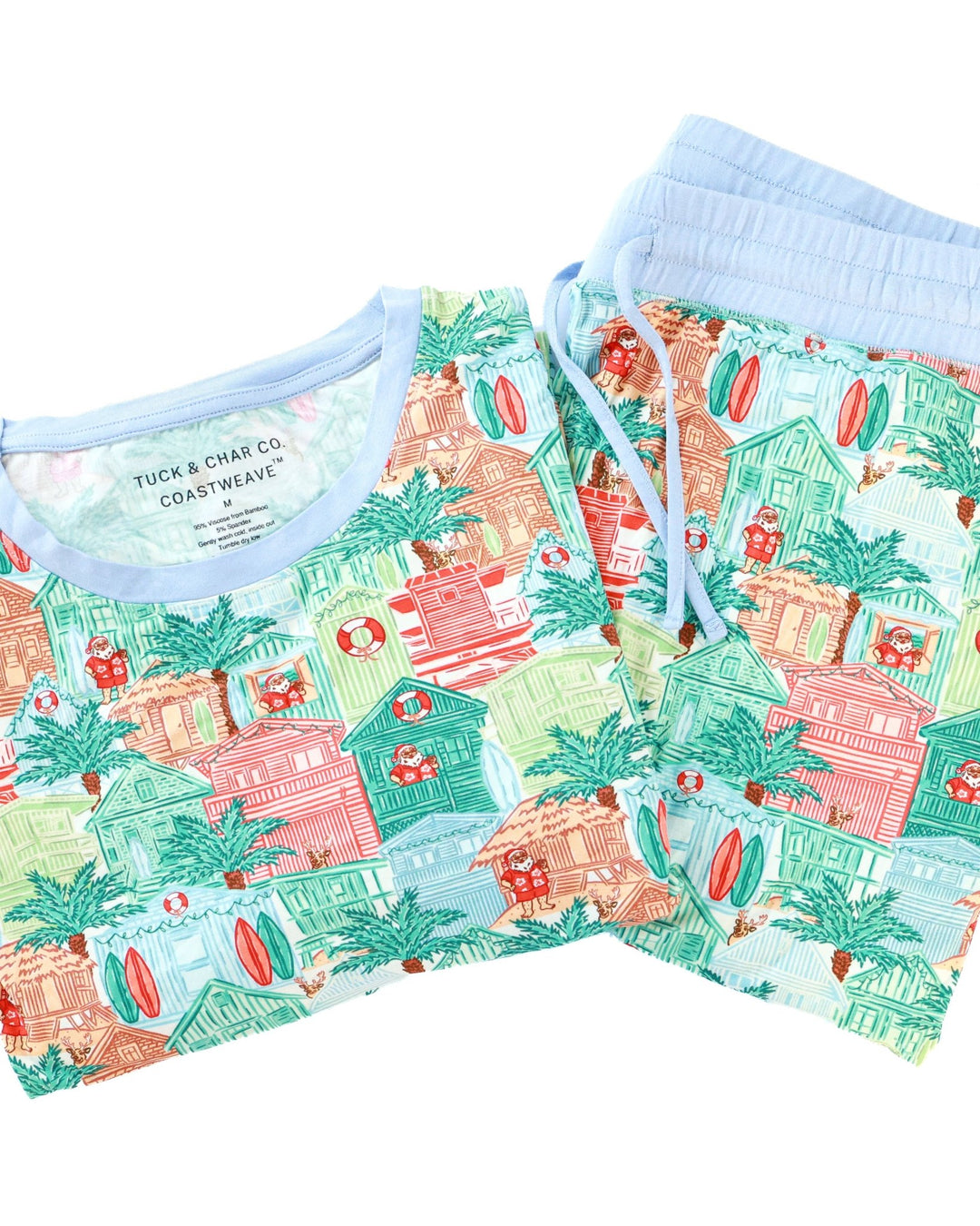 Blue Beach Huts Adult Unisex Jogger Pajama Set - Tuck &amp; Char Co.