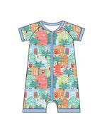 Blue Beach Huts Baby Shortie Pajamas
