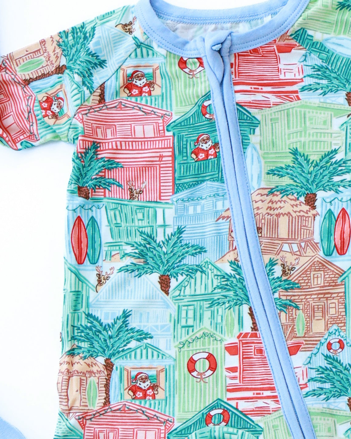 Blue Beach Huts Baby Zippy Pajamas - Tuck &amp; Char Co.