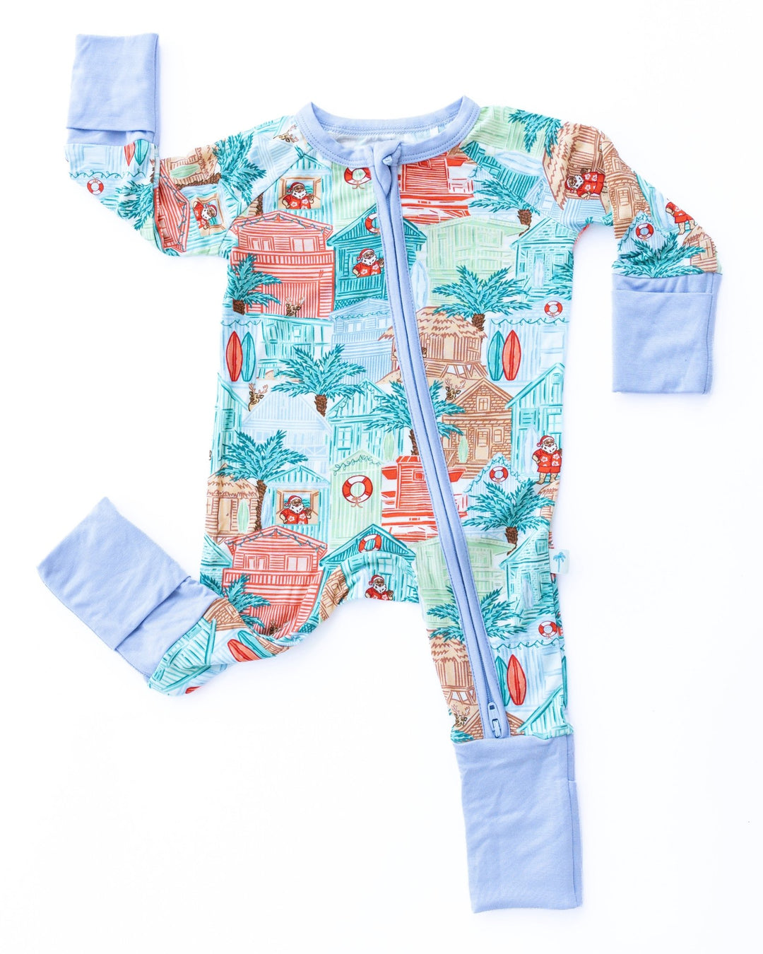 Blue Beach Huts Baby Zippy Pajamas - Tuck &amp; Char Co.