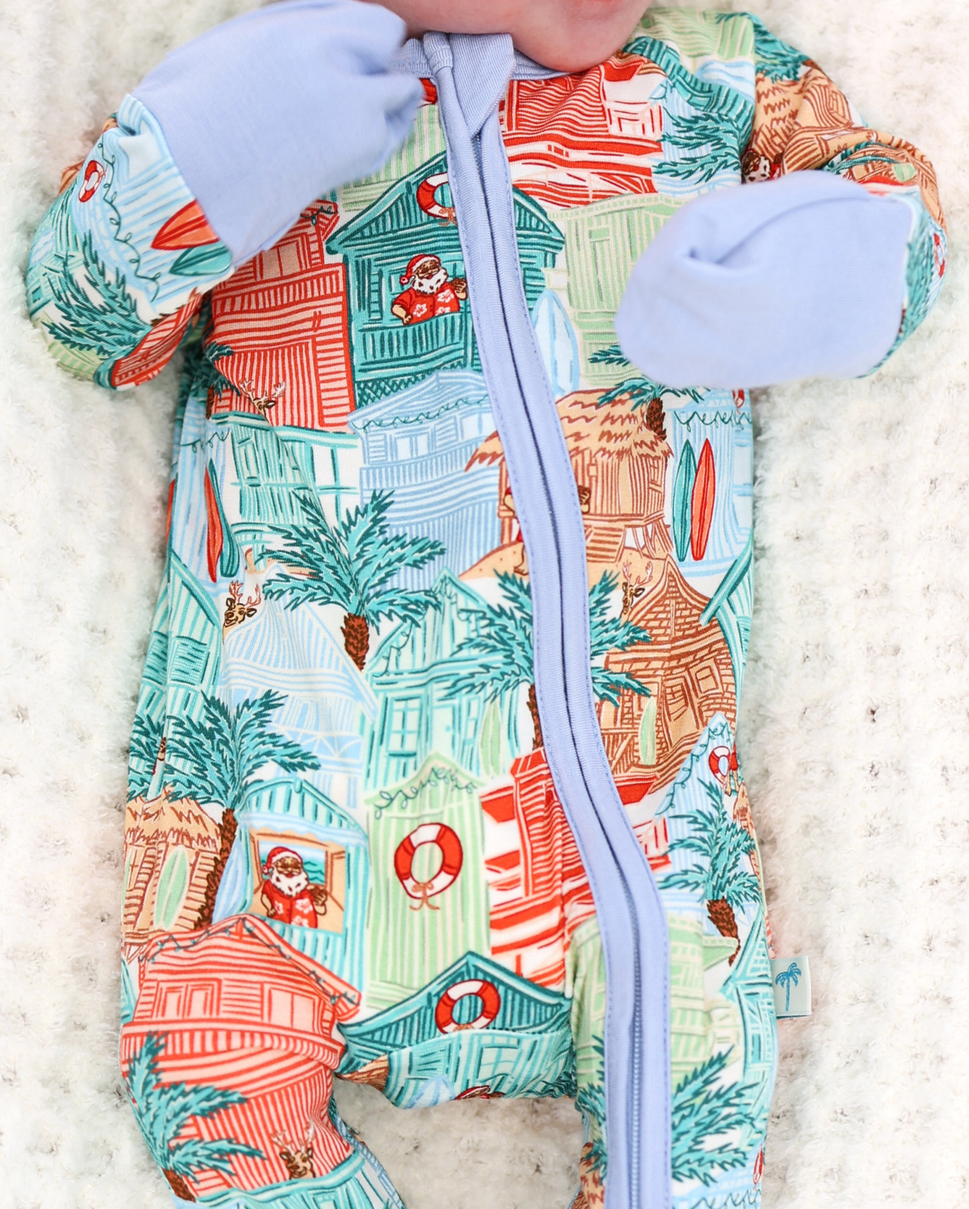 Blue Beach Huts Baby Zippy Pajamas - Tuck & Char Co.
