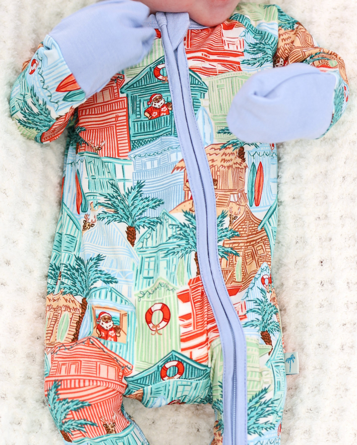 Blue Beach Huts Baby Zippy Pajamas - Tuck &amp; Char Co.