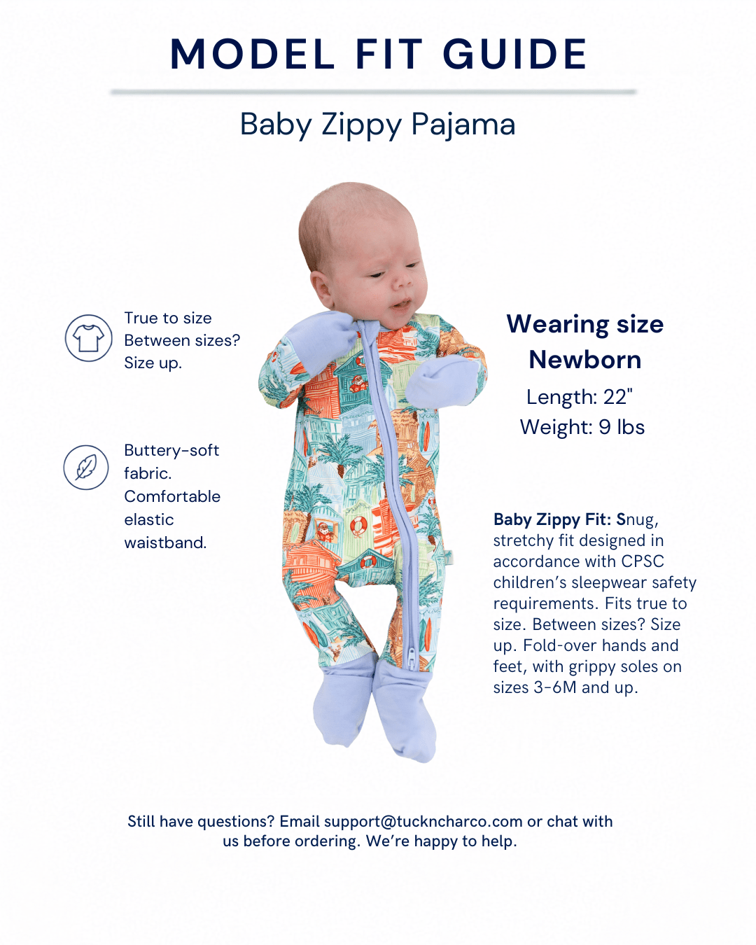 Blue Beach Huts Baby Zippy Pajamas - Tuck &amp; Char Co.