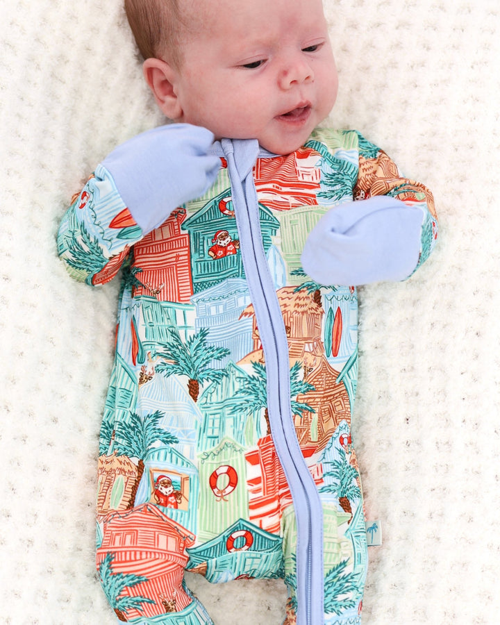 Blue Beach Huts Baby Zippy Pajamas - Tuck &amp; Char Co.