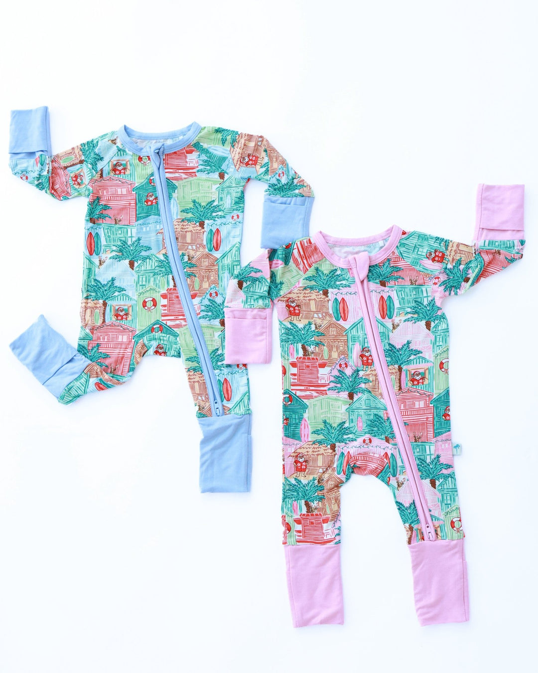 Blue Beach Huts Baby Zippy Pajamas - Tuck &amp; Char Co.