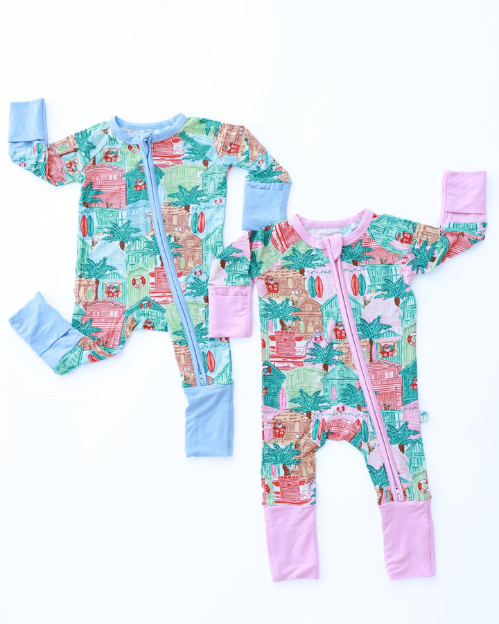 Blue Beach Huts Baby Zippy Pajamas - Tuck &amp; Char Co.