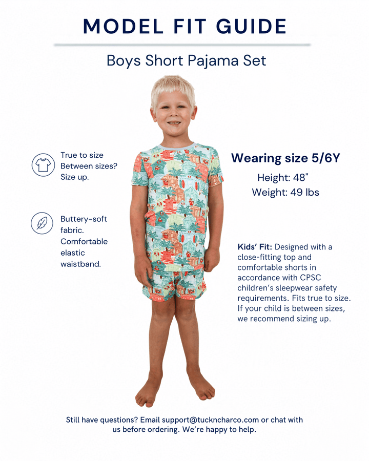 Blue Beach Huts Boys Short Pajama Set - Tuck &amp; Char Co.