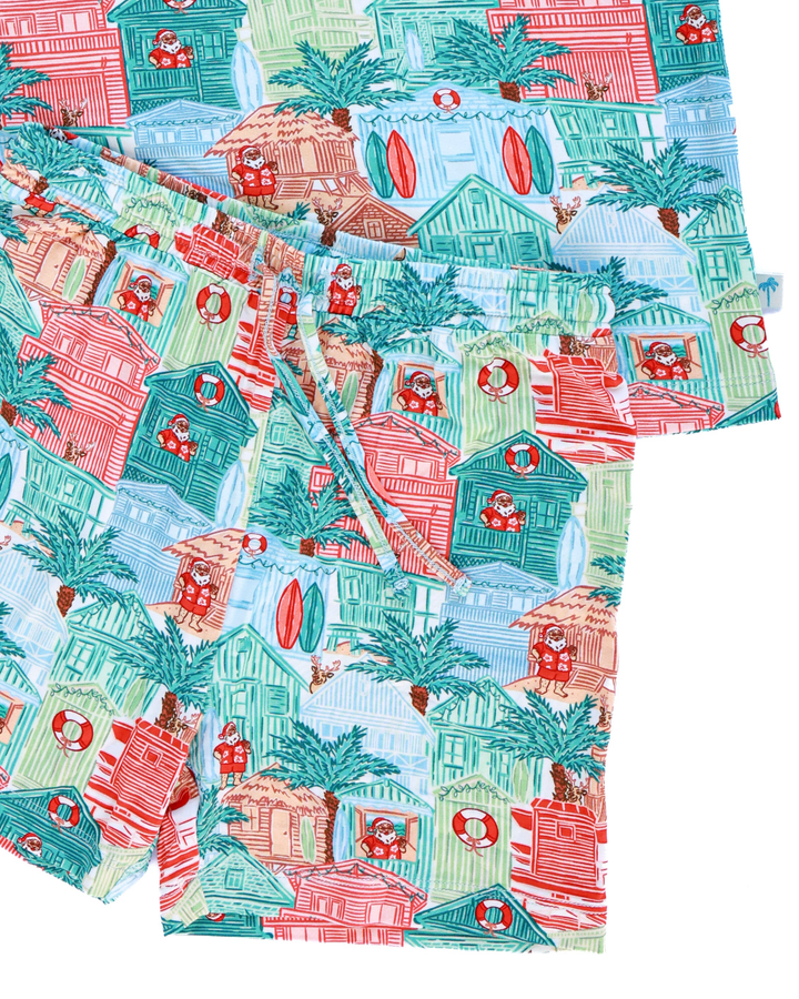 Blue Beach Huts Boys Short Pajama Set - Tuck &amp; Char Co.
