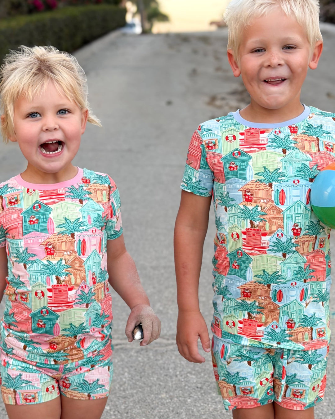 Blue Beach Huts Boys Short Pajama Set - Tuck &amp; Char Co.
