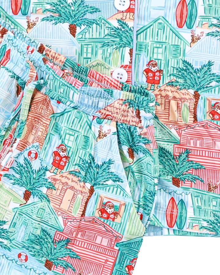 Blue Beach Huts Girls Button Down Short Pajama Set - Tuck &amp; Char Co.