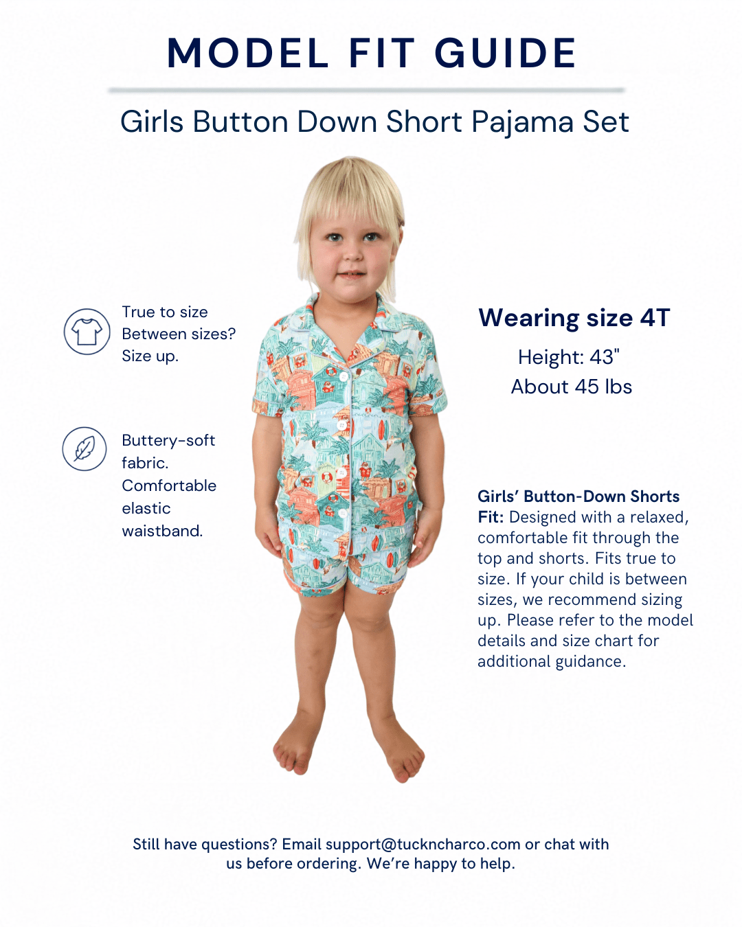 Blue Beach Huts Girls Button Down Short Pajama Set - Tuck &amp; Char Co.