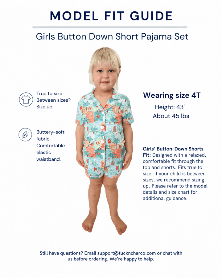 Blue Beach Huts Girls Button Down Short Pajama Set - Tuck &amp; Char Co.