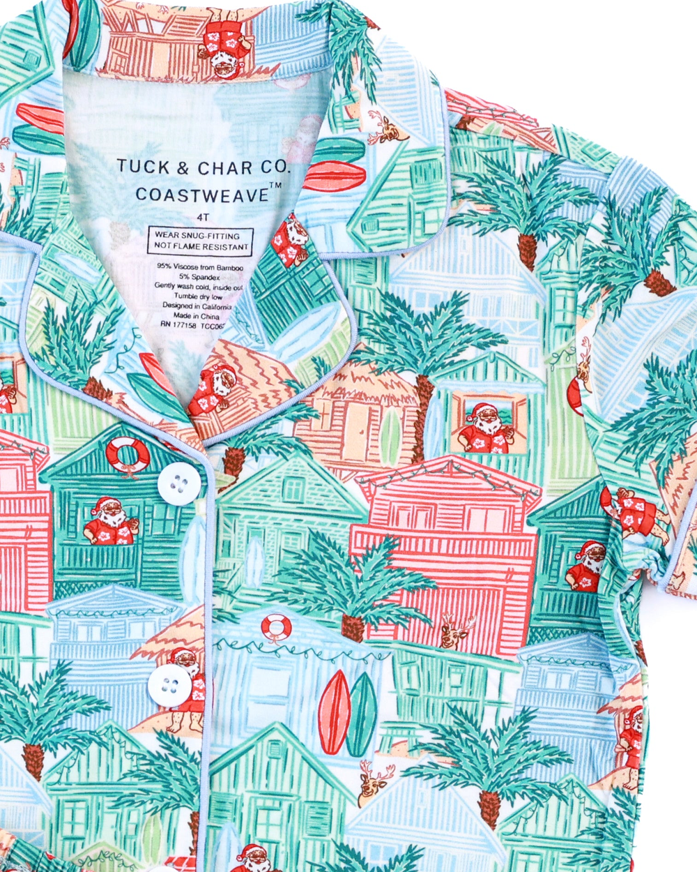 Blue Beach Huts Girls Button Down Short Pajama Set - Tuck & Char Co.