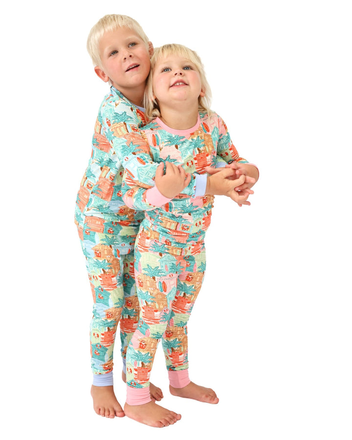 Blue Beach Huts Kids Pajama Set - Tuck &amp; Char Co.