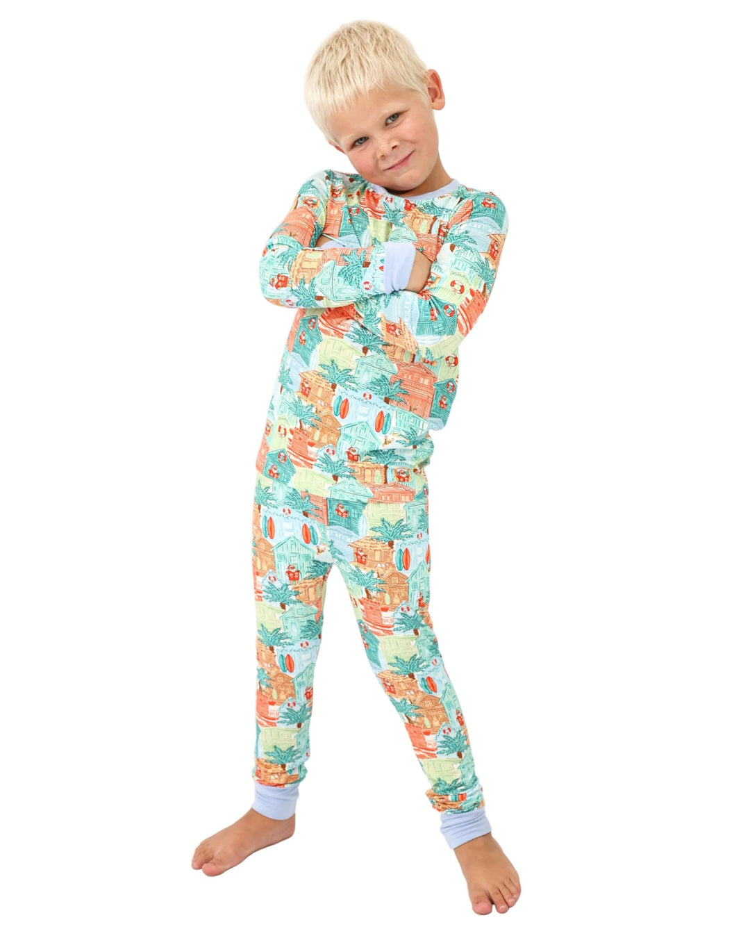 Blue Beach Huts Kids Pajama Set - Tuck & Char Co.