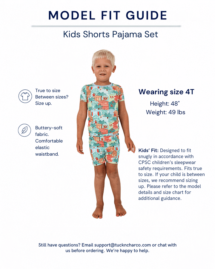 Blue Beach Huts Kids Short Pajama Set - Tuck &amp; Char Co.