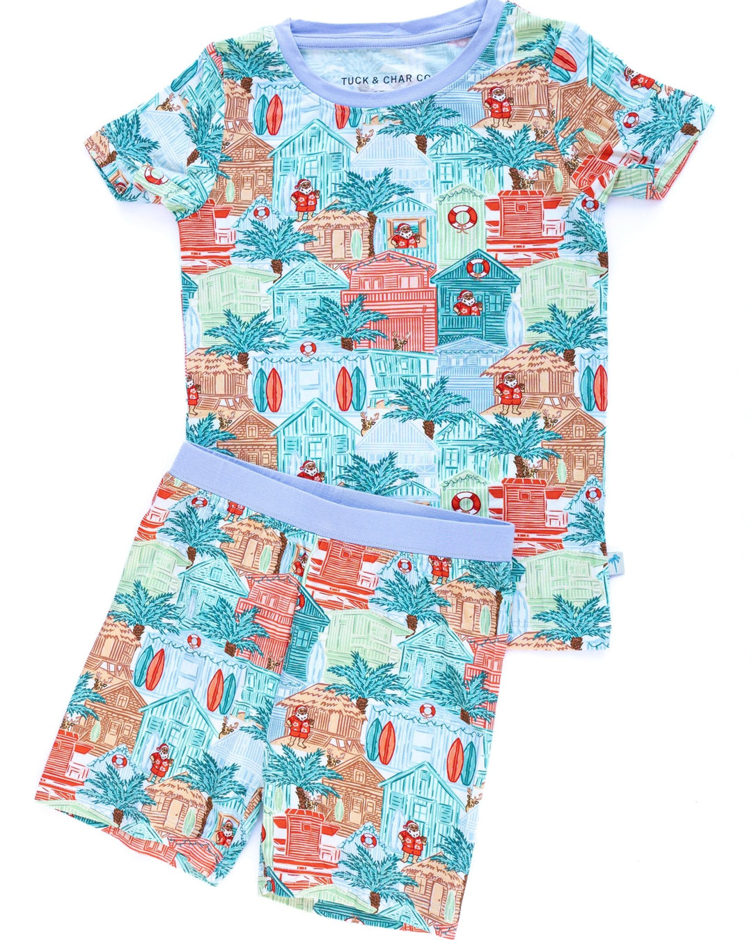 Blue Beach Huts Kids Short Pajama Set - Tuck &amp; Char Co.